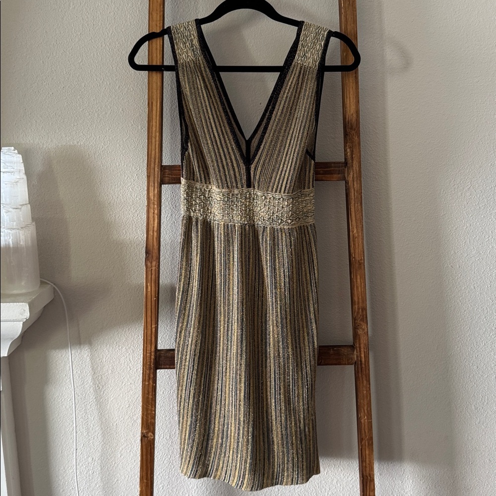 Striped V-Neck Sleeveless Dress